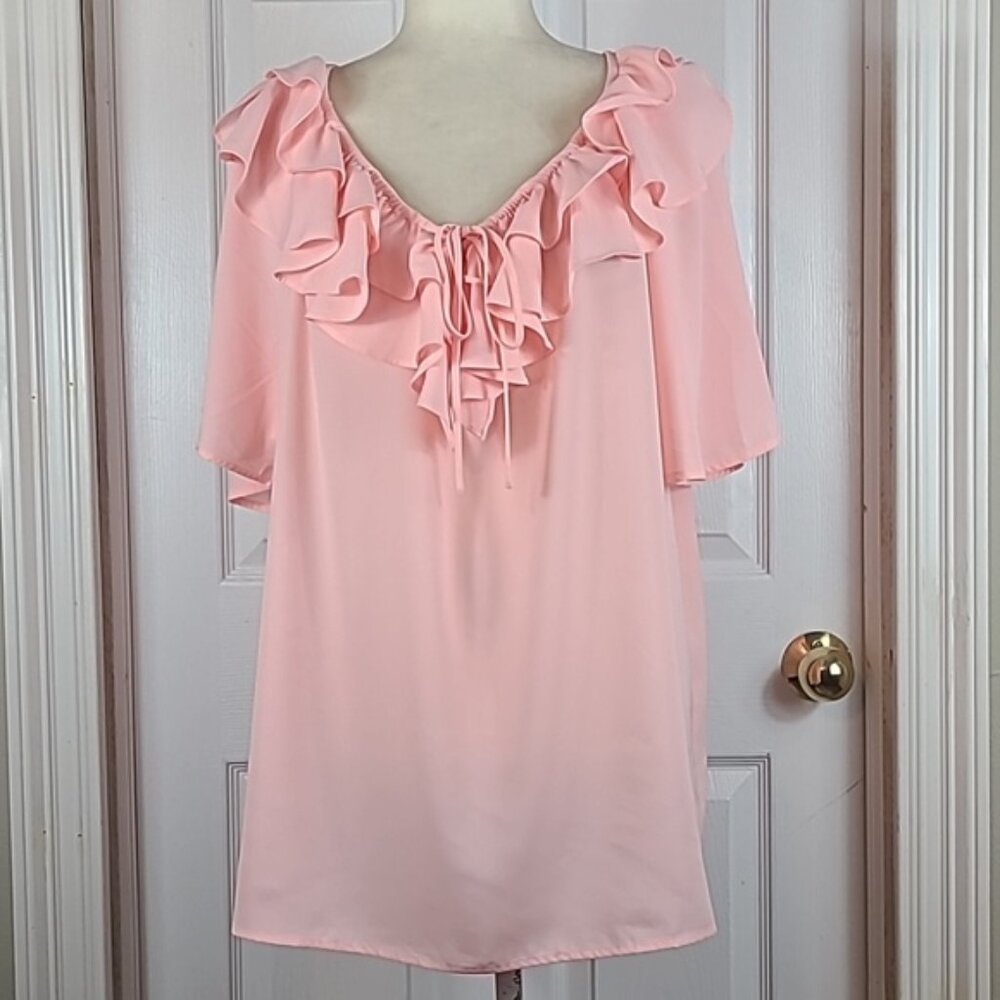 Susan Graver Ruffle Neckline Blouse